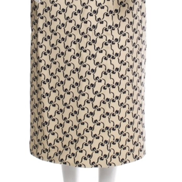 Tory Burch Twill Crepe Wrap Midi Skirt with Navy Stencil Floral S $498 - Picture 9 of 10